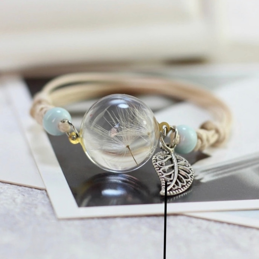 Dandelion Lucky Flower Handmade Glass Bracelet